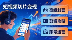 短视频切片变现速成班2.0：高级封面+剪辑攻略+账号运营，0基础小白快速入局副业-琴书聊项目