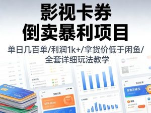 影视卡券倒卖暴利项目，单日几百单，利润1k+，拿货价低于闲鱼，全套详细玩法教学【揭秘】-琴书聊项目
