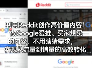 利用Reddit创作高价值内容！做Google爱推、买家想买的内容，不用瞎猜需求，实现从流量到销量的高效转化-琴书聊项目