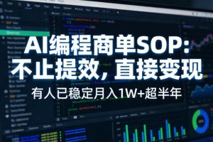 AI编程商单SOP，AI编程不能只给工作提效，还要直接变现，有人已经稳定月入1W+半年了-琴书聊项目