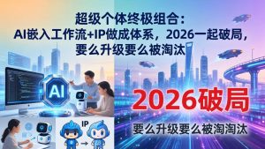 超级个体终极组合：AI嵌入工作流+IP做成体系，2026一起破局，要么升级要么被淘汰-琴书聊项目
