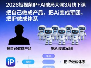 2026短视频IP+AI破局大课3月线下课，把自己做成产品，把Ai变成军团，把IP做成体系-琴书聊项目