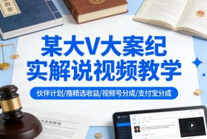 某大V大案纪实解说视频教学，可做伙伴计划、撸精选收益，视频号和支付宝分成计划均可-琴书聊项目