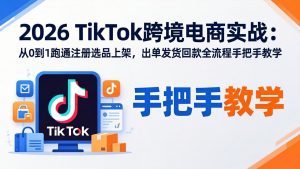 2026TikTok跨境电商实战:从0到1跑通注册选品上架,出单发货回款全流程手把手教学-琴书聊项目