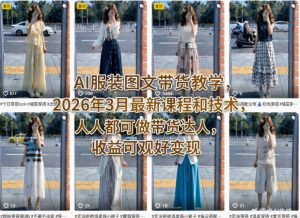 AI服装图文带货教学,2026年3月最新课程和技术,人人都可做带货达人,收益可观好变现-琴书聊项目
