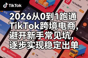 2026从0到1跑通TikTok跨境电商，避开新手常见坑，逐步实现稳定出单-琴书聊项目
