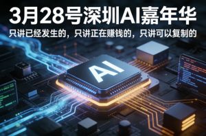 3月28号深圳AI嘉年华,只讲已经发生的,只讲正在賺钱的,只讲可以复制的-琴书聊项目