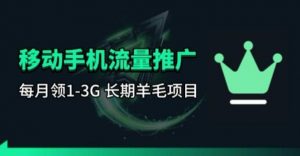 手机流量领取推广_每月一轮，刚需类的长期项目-琴书聊项目