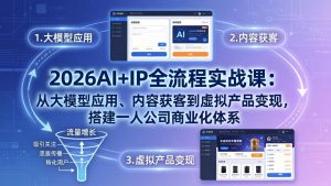 2026AI+IP全流程实战课：从大模型应用、内容获客到虚拟产品变现，搭建一人公司商业化体系-琴书聊项目