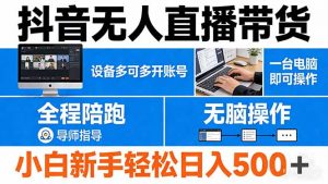 抖音无人直播带货 一台电脑即可操作 可多开账号 无脑操作 全程陪跑 新手小白轻松 日入500+-琴书聊项目