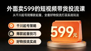 外面卖599的短视频带货投流课:从千川起号到爆款起量,全套好物投流打品实战玩法-琴书聊项目