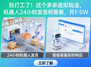 别打工了!这个多多虚拟玩法,机器人24小时发货和客服,月1-5W【揭秘】-琴书聊项目