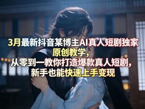 3月最新抖音某博主AI真人短剧独家原创教学,从零到一教你打造爆款真人短剧,新手也能快速上手变现-琴书聊项目