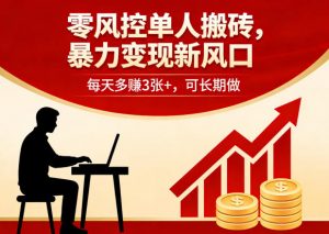 零风控单人搬砖，暴力变现新风口，每天多賺3张+，可长期做【揭秘】-琴书聊项目