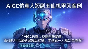 AIGC仿真人短剧创新赛道：五仙机甲风案例保姆级实操，零基础一人搞定全流程-琴书聊项目