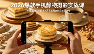 2026爆款手机静物摄影实战课，手机也能拍出商拍感，学会拍出高质感美食商品-琴书聊项目