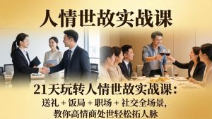21 天玩转人情世故实战课:送礼 + 饭局 + 职场 + 社交全场景,教你高情商处世轻松拓人脉-琴书聊项目