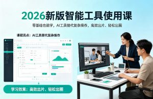 2026新版智能工具使用课,零基础也能学,用AI工具替代复杂操作,高效出片、轻松出圈-琴书聊项目