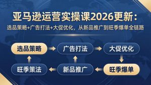 亚马逊运营实操课2026更新：选品策略+广告打法+大促优化，从新品推广到旺季爆单全链路-琴书聊项目