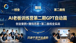 AI老板训练营第二期GPT自动篇，创业案例+賺钱思路+第二曲线全实战，只讲干货不玩虚的-琴书聊项目
