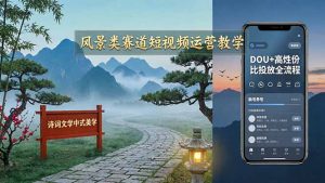 风景类赛道短视频运营教学：诗词文学中式美学，新号养号对标账号定位，DOU+高性价比投放全流程-琴书聊项目