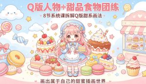 Q版人物+甜品食物团练，8节系统课拆解Q版甜系画法，画出属于自己的甜蜜插画世界-琴书聊项目
