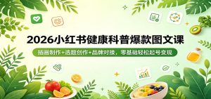2026小红书健康科普爆款图文课：插画制作+选题创作+品牌对接，零基础轻松起号变现-琴书聊项目