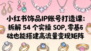 小红书饰品IP账号打造课：拆解 54 个实操 SOP，零基础也能搭建高流量变现矩阵-琴书聊项目