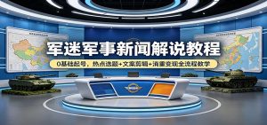 军迷军事新闻解说教程：0基础起号，热点选题+文案剪辑+消重变现全流程教学-琴书聊项目