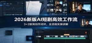 2026新版AI短剧高效工作流：3+2极简创作闭环，全流程实操讲解-琴书聊项目