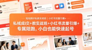 短视频IP私教实战班｜小红书流量引爆+私域成交+带徒盈利，专属陪跑，小白也能快速起号-琴书聊项目