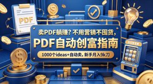 卖PDF躺賺？不用营销不囤货，PDF自动创富指南，1000个ideas+自动卖，新手月入9k刀【原创双语字幕】-琴书聊项目