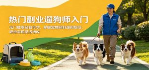 热门副业遛狗师入门，无门槛零经验可学，掌握宠物照料遛狗规范，轻松实现灵活增收-琴书聊项目