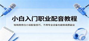 小白入门职业配音教程，短视频旁白小说配音技巧，不用专业设备也能做高薪副业-琴书聊项目
