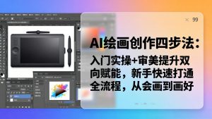 AI绘画创作四步法：入门实操+审美提升双向赋能，新手快速打通全流程，从会画到画好-琴书聊项目