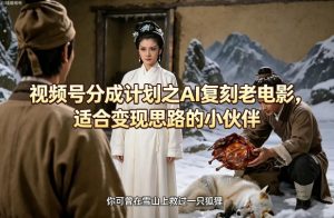 视频号分成计划之AI复刻老电影，适合变现思路的小伙伴-琴书聊项目