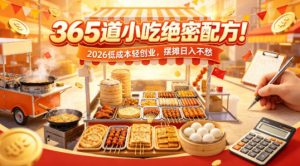 365道小吃绝密配方！2026低成本轻创业，摆摊日入不愁-琴书聊项目