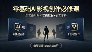 零基础AI影视创作必修课，全套僵尸系列实操教程加配套资料，全程答疑带你独立完整出片-琴书聊项目