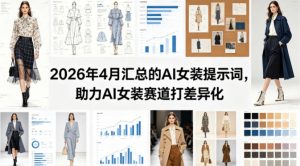 2026年4月汇总的AI女装提示词，助力AI女装赛道打差异化-琴书聊项目