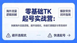 零基础 TK 起号实战营：拆解海外流量逻辑，避开违规坑，快速打通爆款与带货闭环-琴书聊项目