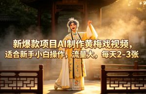 新爆款项目AI制作黄梅戏视频，适合新手小白操作，流量大，每天2-3张-琴书聊项目
