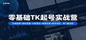 零基础TK起号实战营：环境搭建+ 刷机配置+对标筛选+剪辑实操+账号变现，零门槛玩转-琴书聊项目