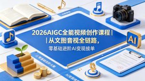 2026AIGC全能视频创作课程｜从文图音视全链路，零基础进阶AI变现接单-琴书聊项目