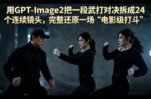 用GPT-Image2把一段武打对决拆成24个连续镜头，完整还原一场“电影级打斗”-琴书聊项目