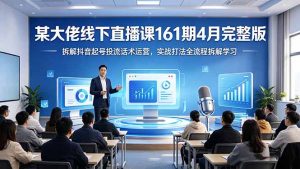 某大佬线下直播课161期4月完整版，拆解抖音起号投流话术运营，实战打法全流程拆解学习-琴书聊项目