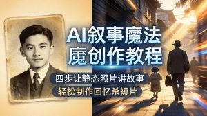 AI叙事魔法创作教程，四步让静态照片讲故事，老照片修复加动态特效，轻松制作回忆杀短片-琴书聊项目