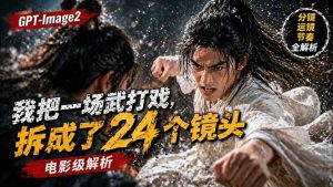 用GPT-Image2，把一段武打对决拆成24个连续镜头，从人物建立、动作衔接、运镜节奏，到情绪爆发-琴书聊项目