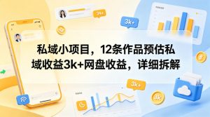 私域小项目，12条作品预估私域收益3k+网盘收益，详细拆解-琴书聊项目