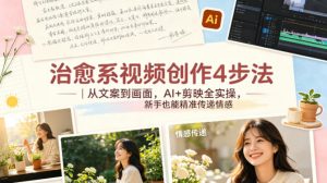 治愈系视频创作4步法｜从文案到画面，AI+剪映全实操，新手也能精准传递情感-琴书聊项目