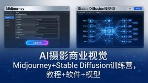 AI摄影商业视觉Midjourney+Stable Diffusion训练营，教程+软件+模型-琴书聊项目